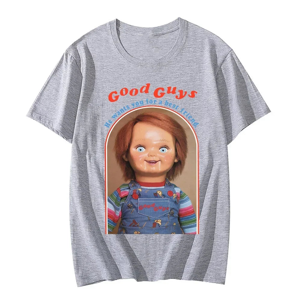 Chucky Graphic Print Cotton T-Shirt for Women Casual Short Sleeves Harajuku Unisex Tee