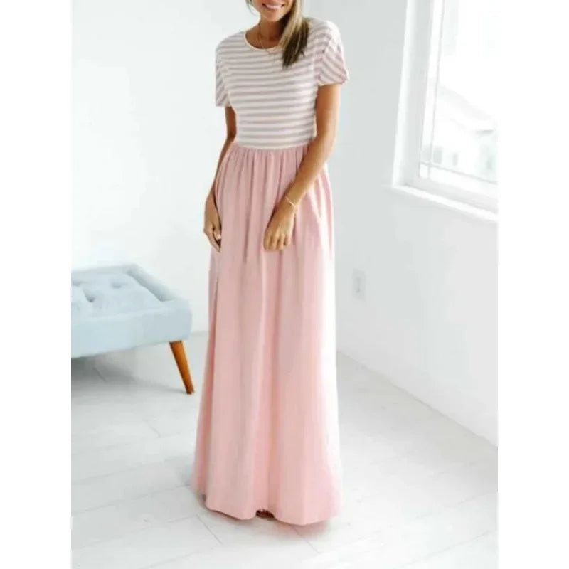 Women's Spring Casual Two Piece Set Top and Striped Bottom