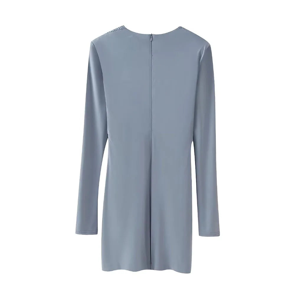 Slimming Pleated Belted Dress For Casual Office Wear