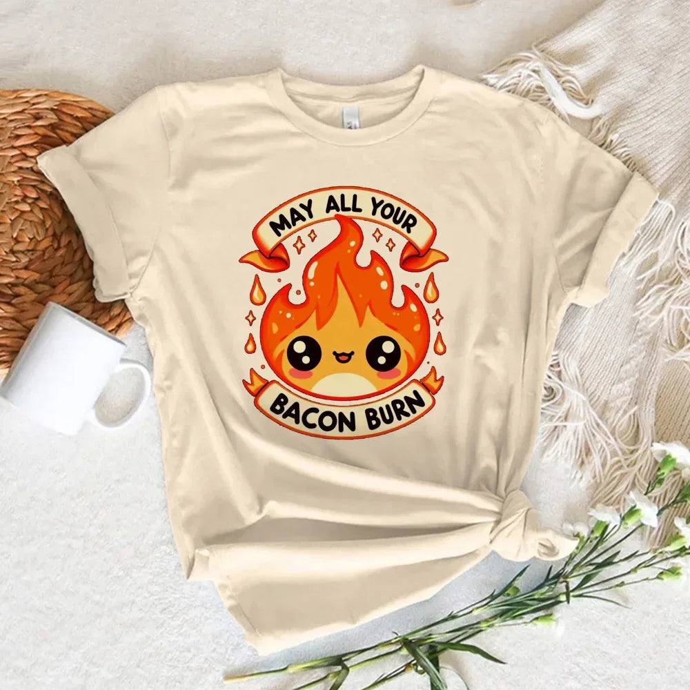 Calcifer Top Women Summer Harajuku T Shirt Japanese Manga Casual Y2K Tee