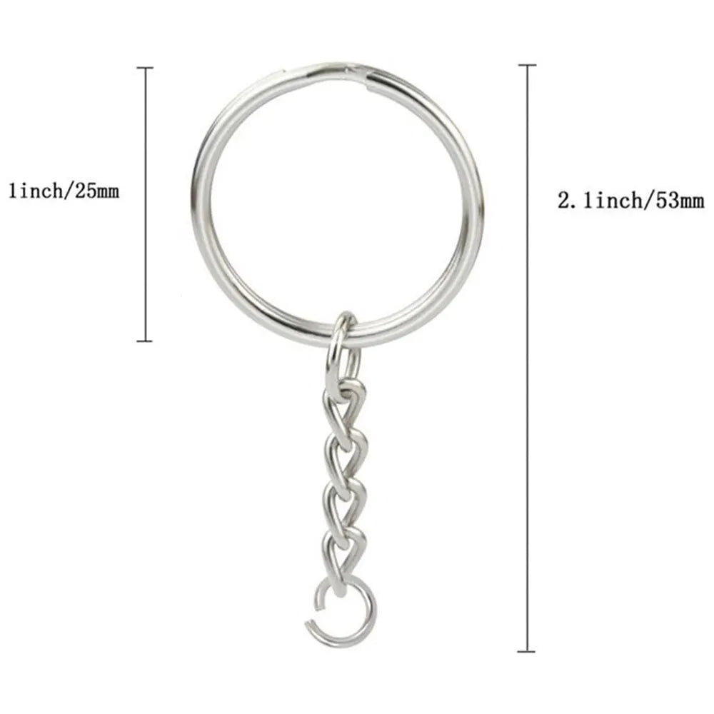30PCS Silver Metal Split Key Rings with Chain and Open Jump Rings for DIY Jewelry Making