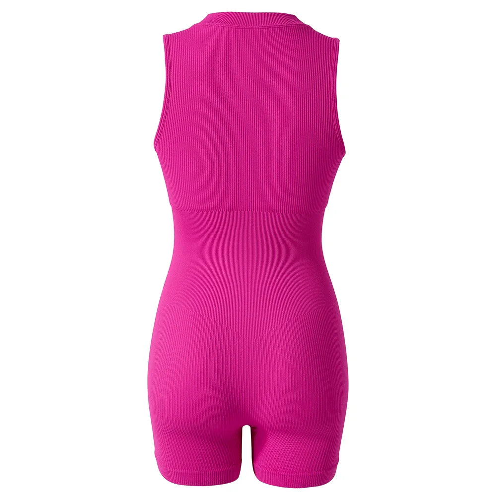 Zipper XL Size Sleeveless Jumpsuit Bodysuit for Women Summer Romper Overalls Streetwear Fashion Outfits