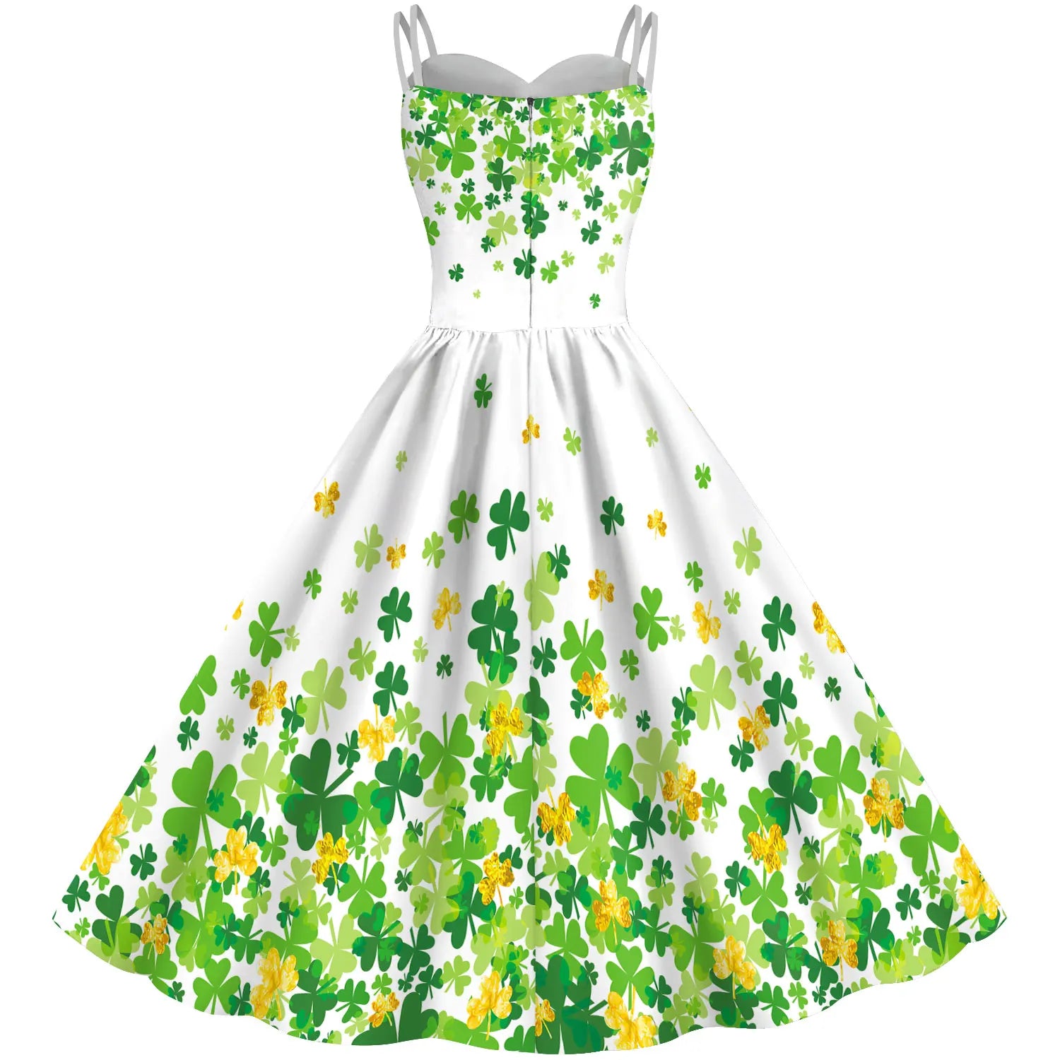 St Patrick's Day Shamrock Tie Dye Wrap Dress For Women