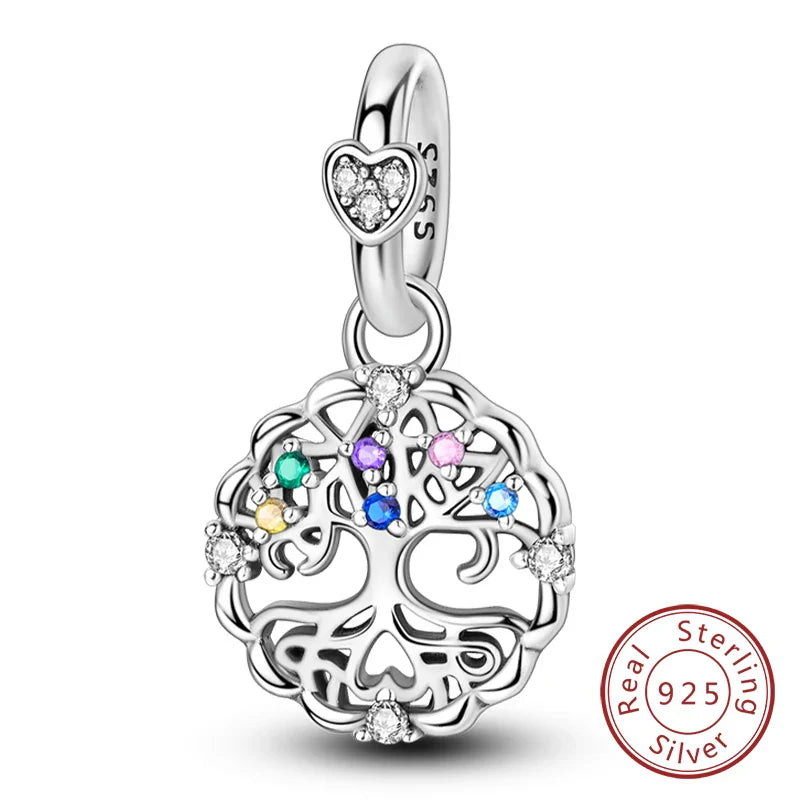 925 Sterling Silver Forever Love Heart Charms Beads for Sister Family Bracelet Jewelry Gifts