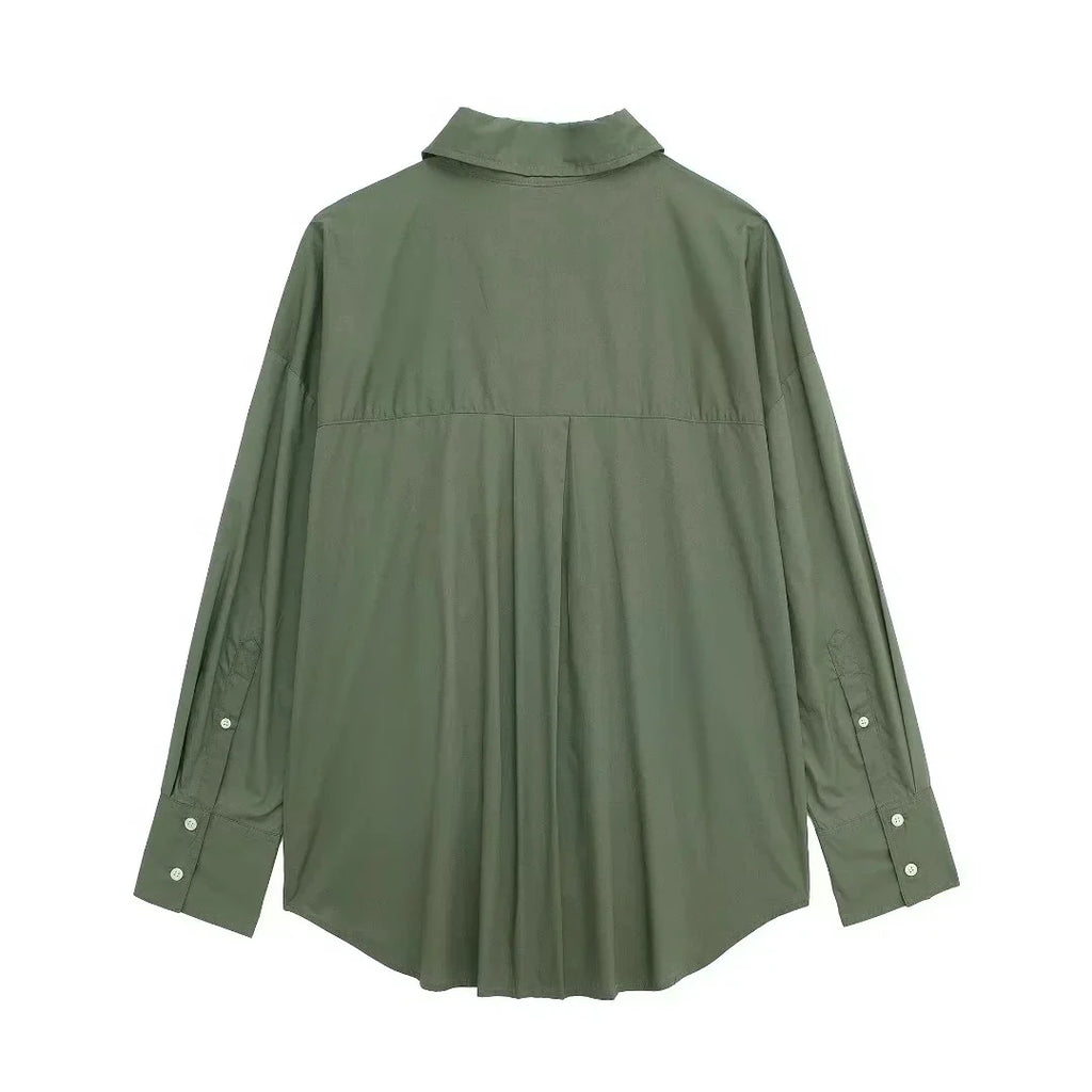 Women's Casual Striped Single Breasted Long Sleeve Lapel Blouse Elegant Solid Color Office Shirt Chic Top