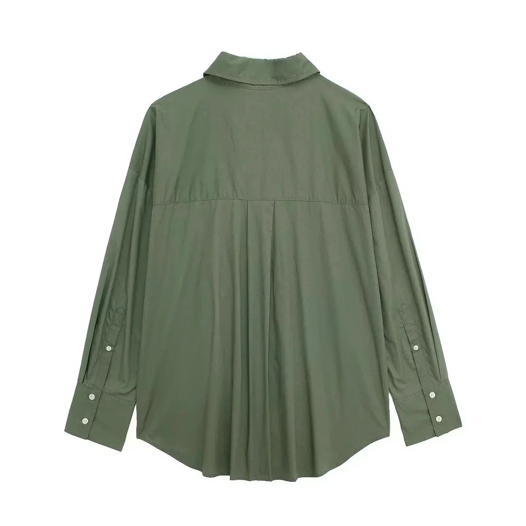 Women's Casual Striped Single Breasted Long Sleeve Lapel Blouse Elegant Solid Color Office Shirt Chic Top