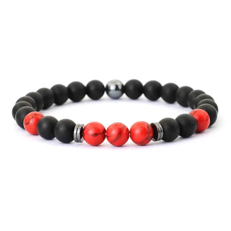 Handmade Men's Natural Stone Bracelet with 8mm Onyx and Tiger Eye Beads for Healing and Style