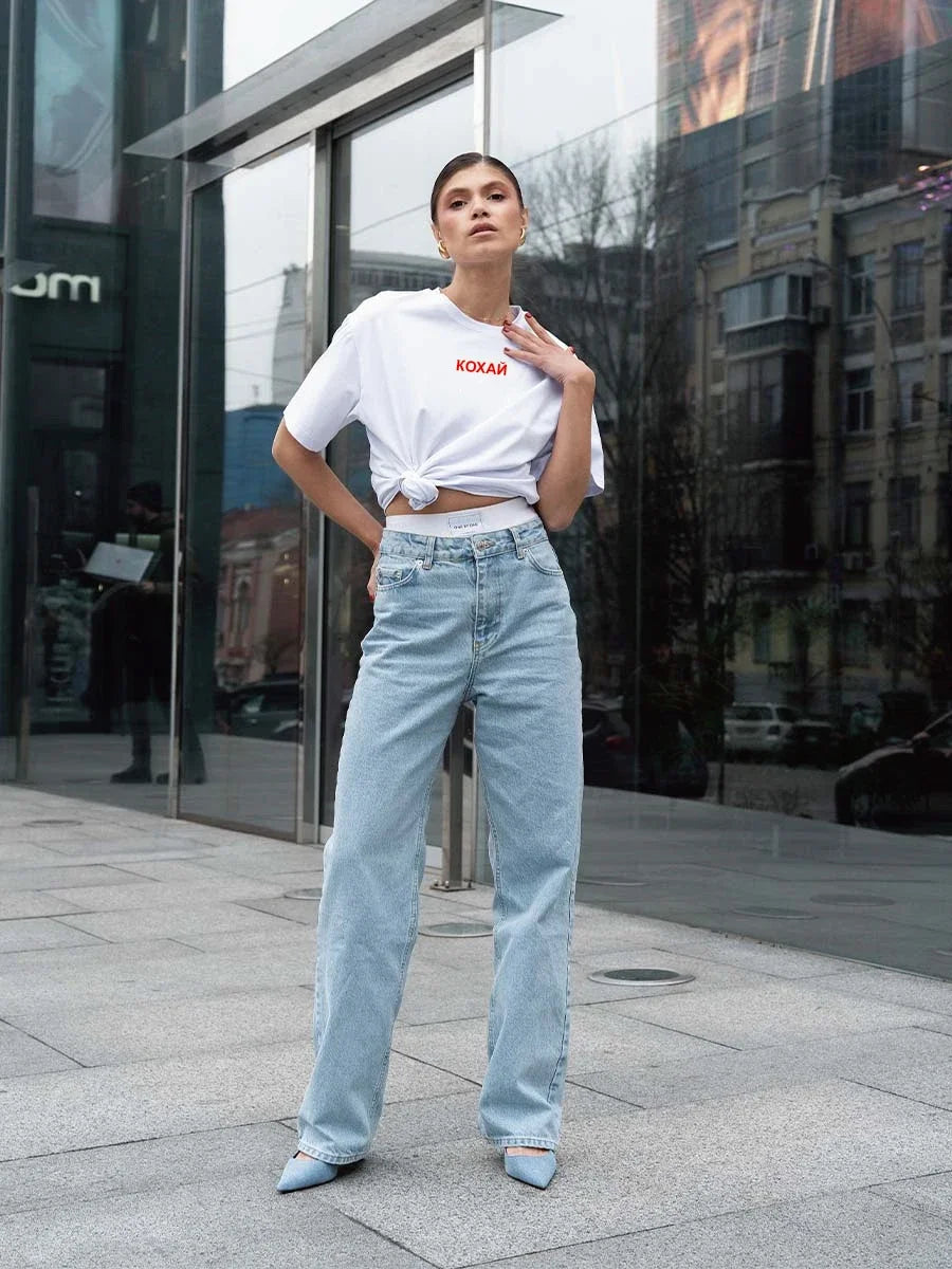 Women's Summer Fashion T-Shirt with Simple Design and Printing, Casual Drop Sleeve Boutique Tee