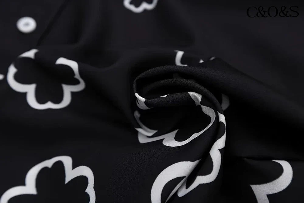 Floral Print Long Sleeve Shirt and High Waisted Trousers Fashion Set