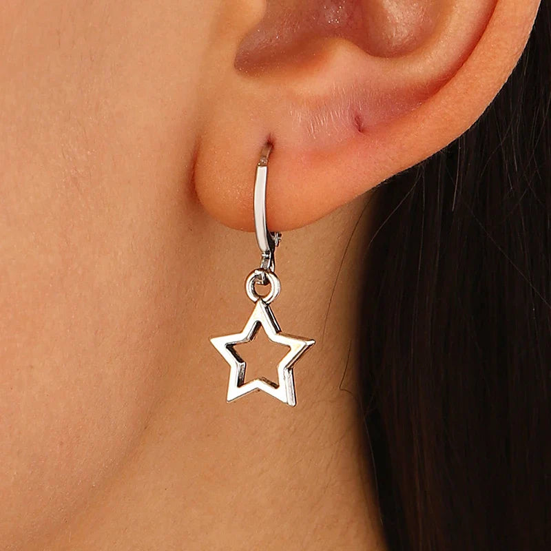 Creative Star Hoop Earrings for Women Cute Mini Holiday Jewelry Gifts