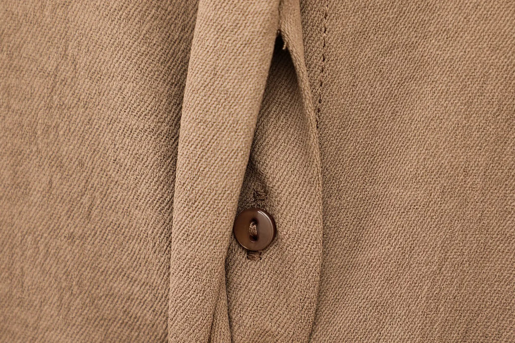 Women's Collared Roll-Up Sleeve Shirt and Drawstring Waist Wide Leg Pants Set