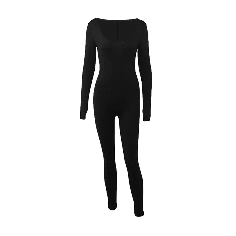 Sexy Black Butt Lift Jumpsuit for Women Long Sleeve Skinny Fitness Romper Casual Streetwear Autumn Fashion