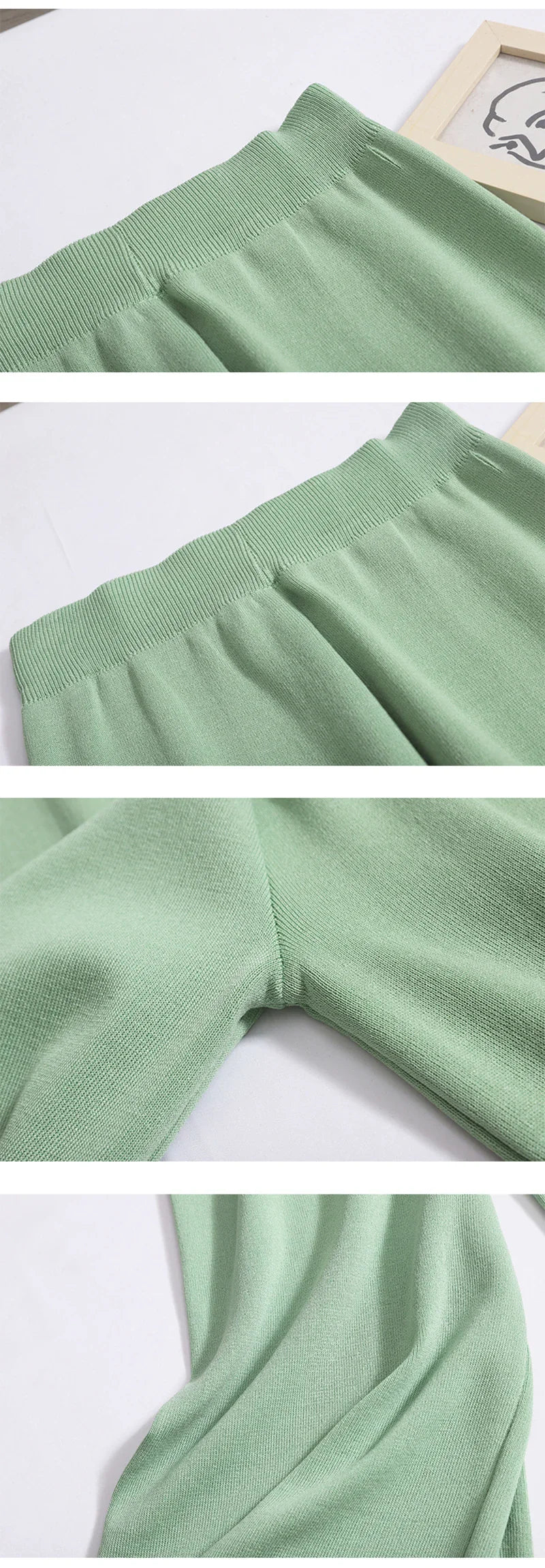 Women Knit Striped Two Piece Set Casual Short Sleeve Top and Loose Trousers Outfit