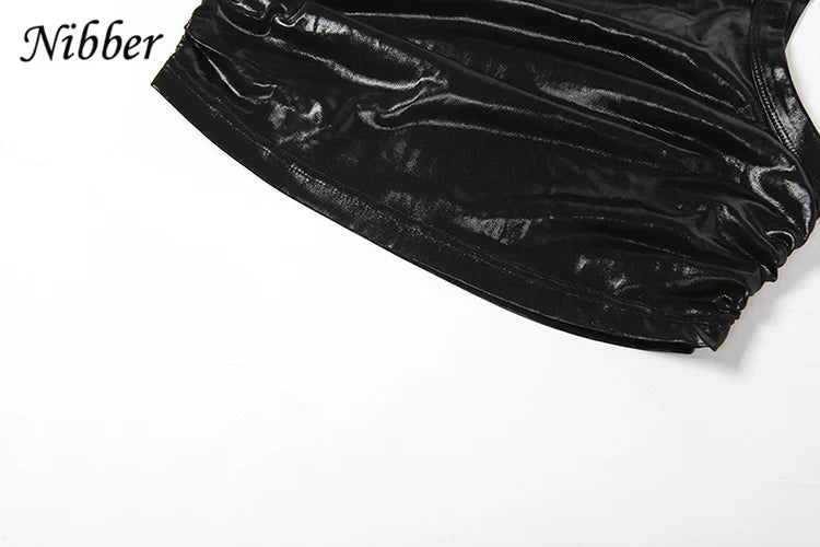 Shiny Silky Two Piece Set for Women Skinny Sleeveless Vest with Sexy Drawstring Hip Wrap Skirt Casual Streetwear Outfit