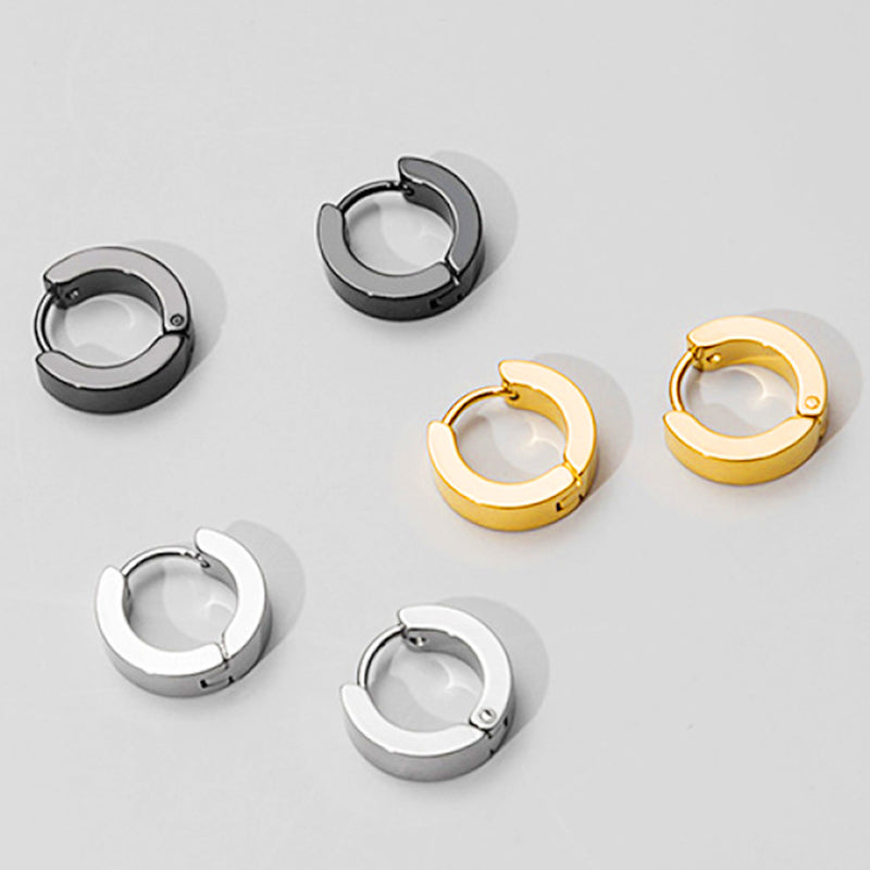 Unisex Black and Gold Stainless Steel Earrings for Punk Gothic Style Piercing Jewelry