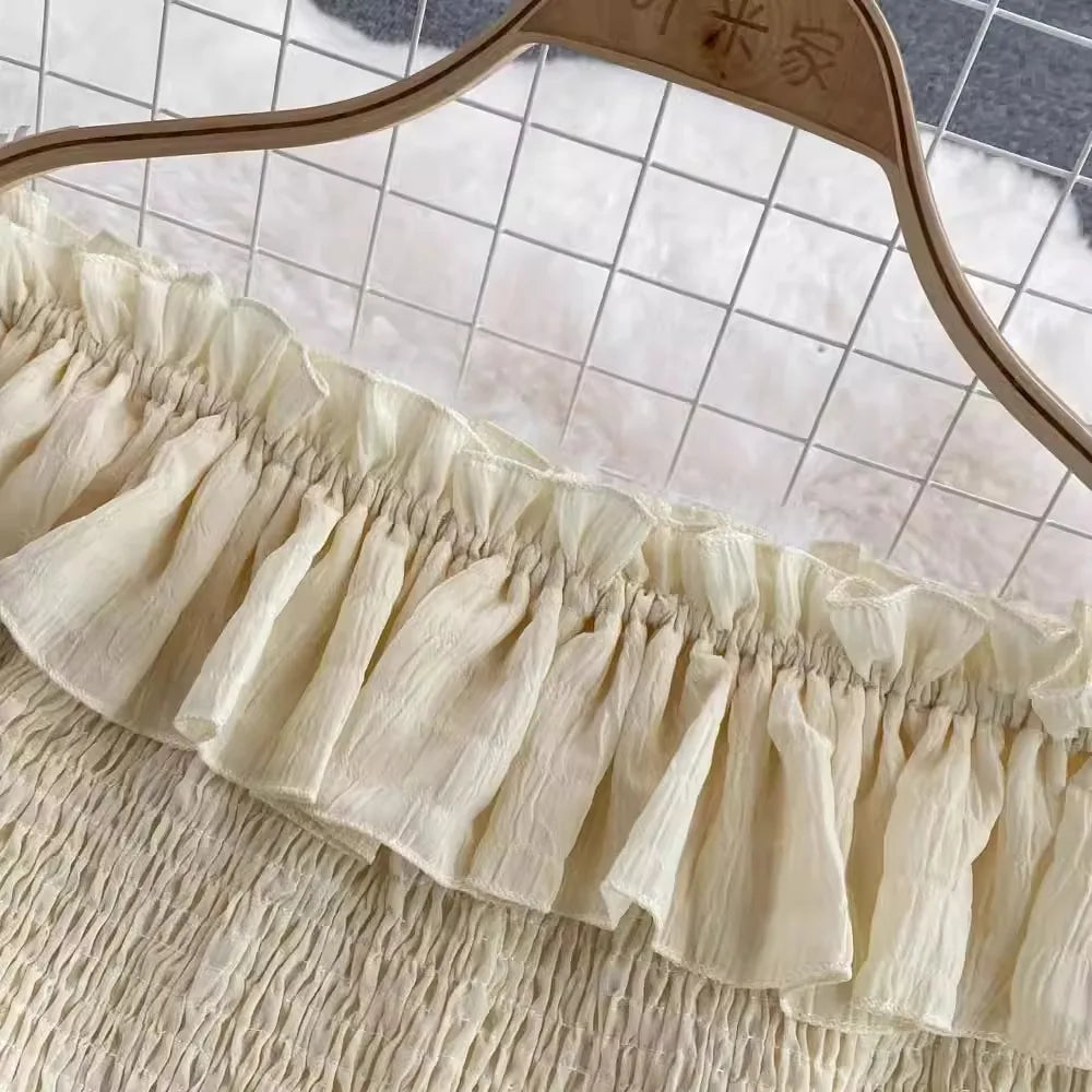 Ruffled Off Shoulder Dress Chiffon Beach Summer Fashion