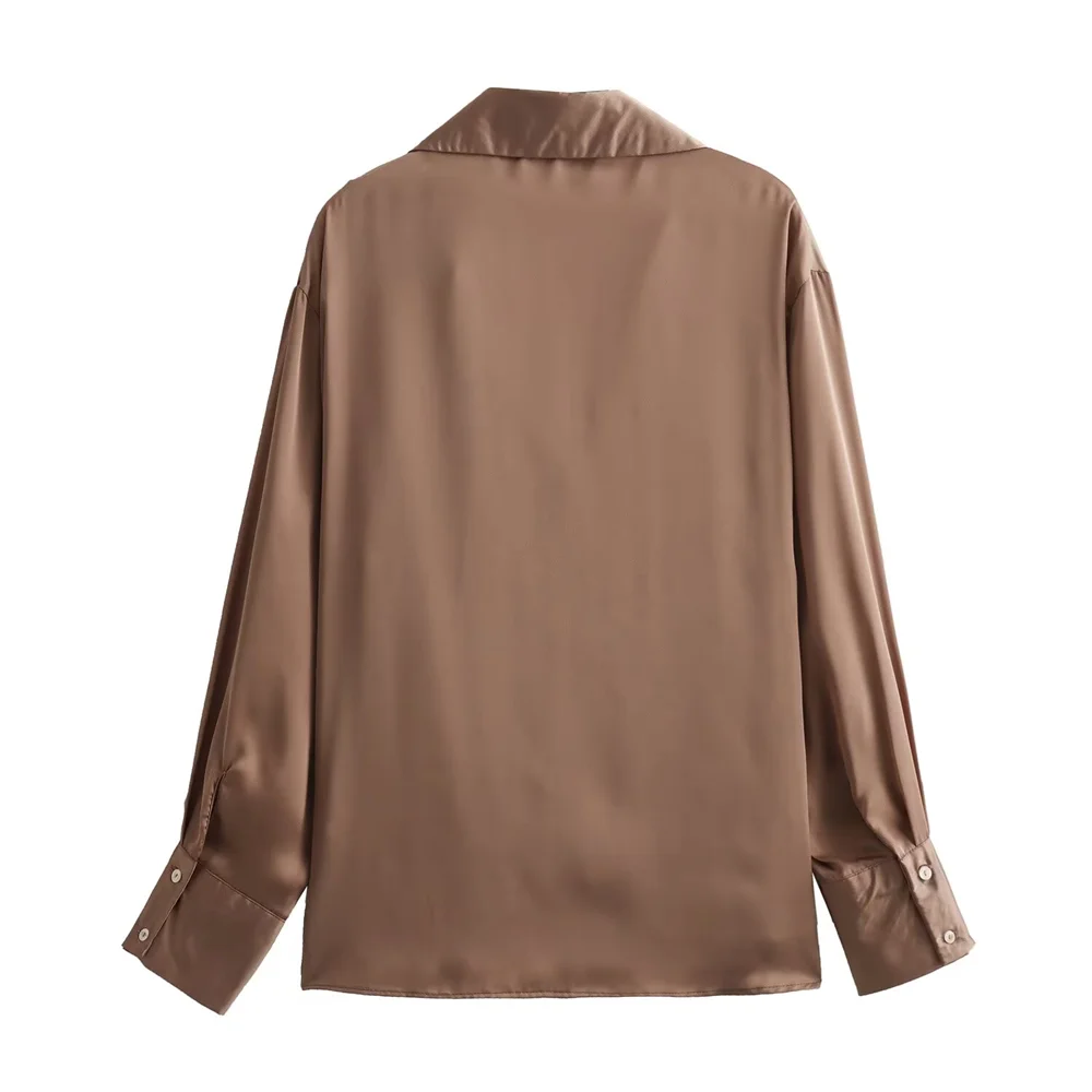 Women's Casual Loose Silk Satin Shirt with Versatile Soft Texture and Elegant Design