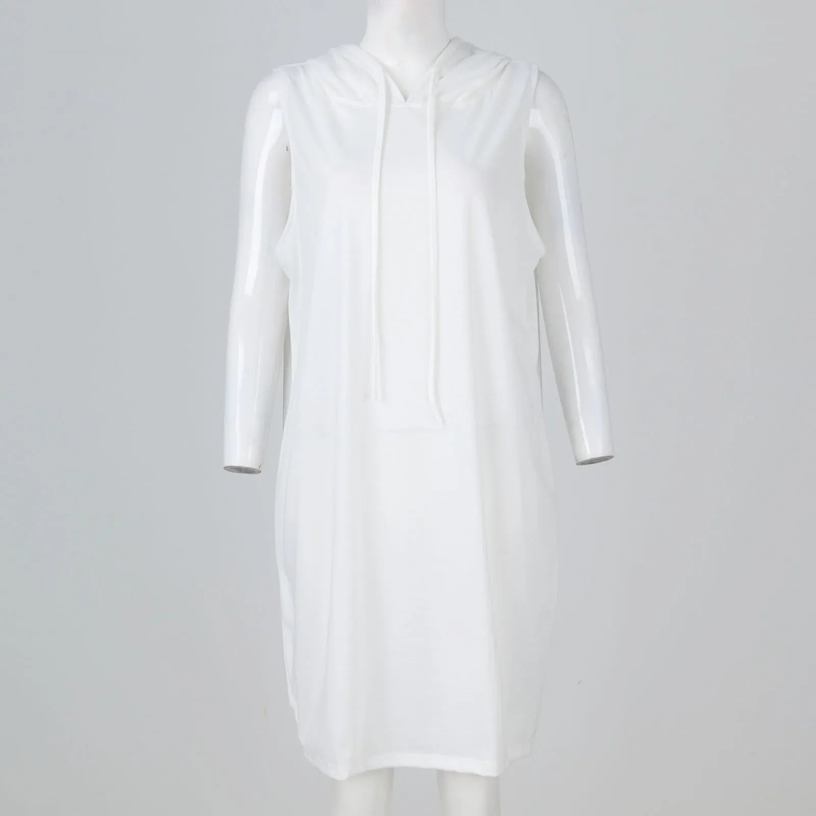 Womens Sleeveless Hoodie Dress With Drawstring Streetwear
