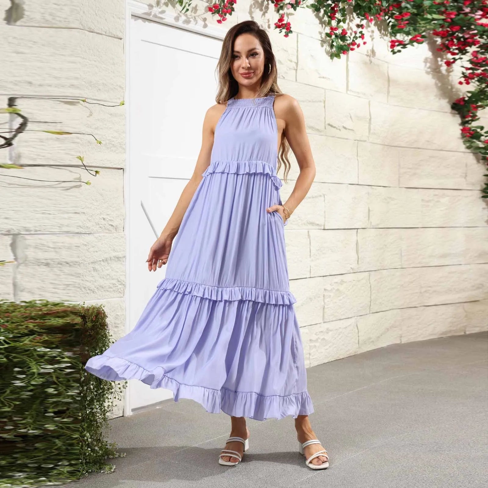 Women Summer Maxi Dress Lightweight Beach Swing Dress