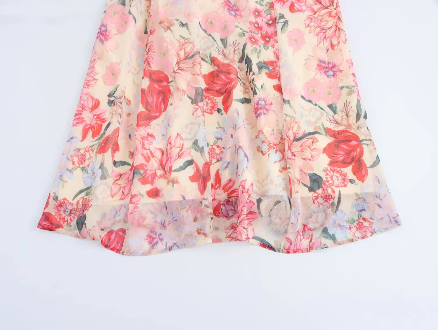 Floral Print Midi Dress With Belt Bow Collar Long Sleeve