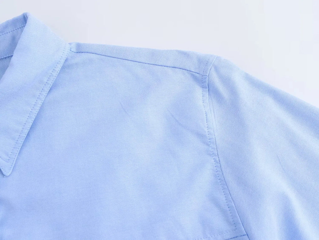 Women's Basic Short-Sleeved Lapel Shirt Simple Fashion Versatile Casual Top