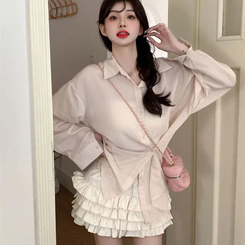 Purple Sunscreen Long Sleeve Shirt for Women Lightweight Single Breasted Loose Casual Blouse with Turn Down Collar