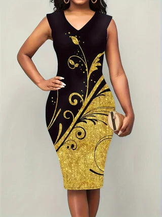 Patchwork Bodycon Dress For Office And Party Summer Style