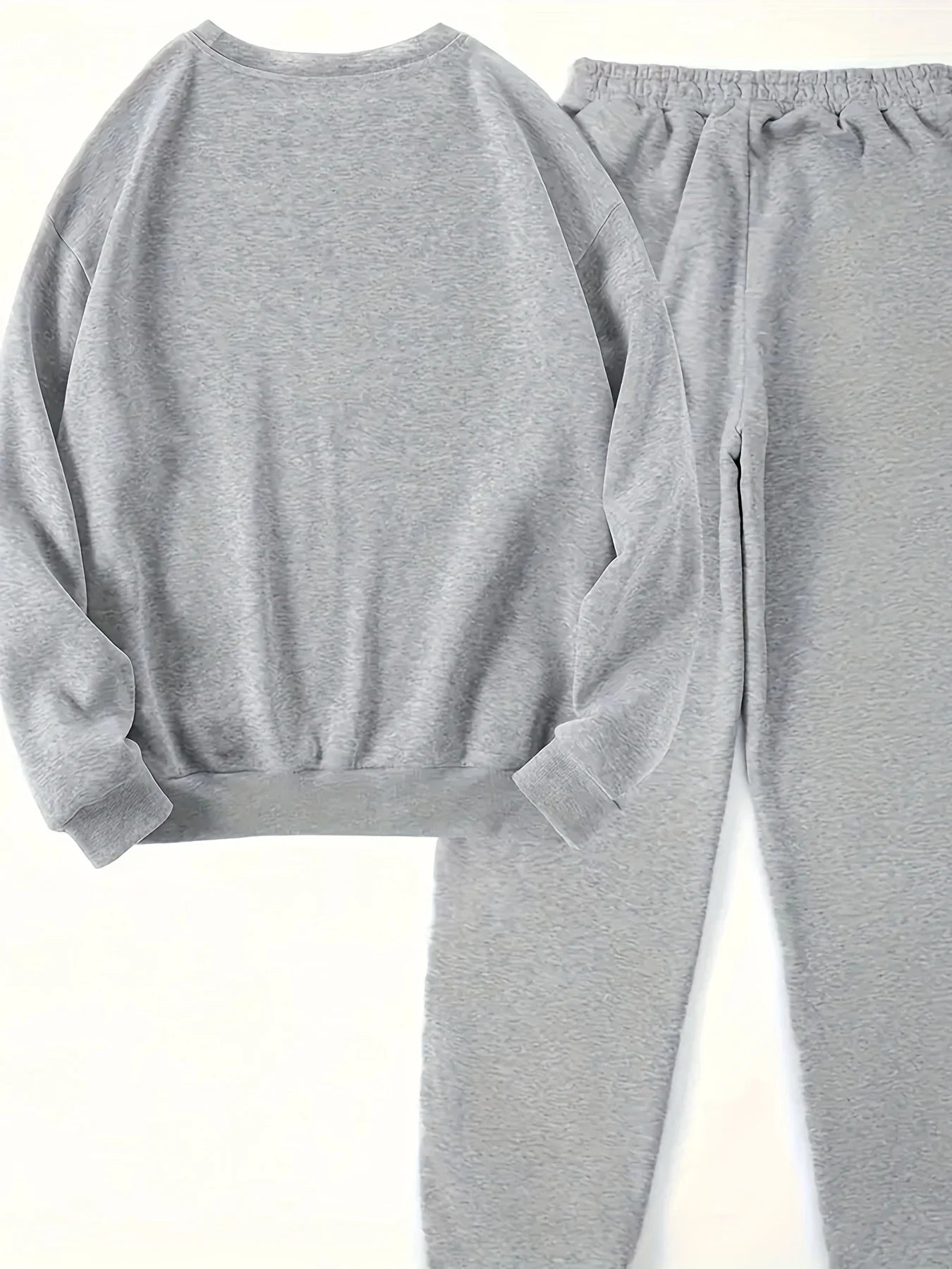 Casual Two-Piece Kangaroo Pocket Sweatshirt Set for Women with Round Neck and Solid Long Sleeves