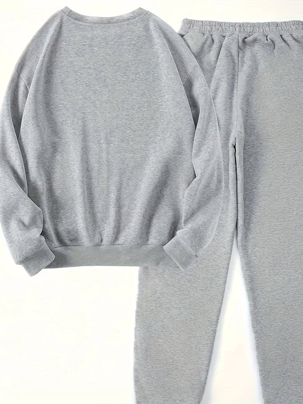 Casual Women's Two Piece Set with Kangaroo Pocket Round Neck Sweatshirt and Solid Color Long Sleeves