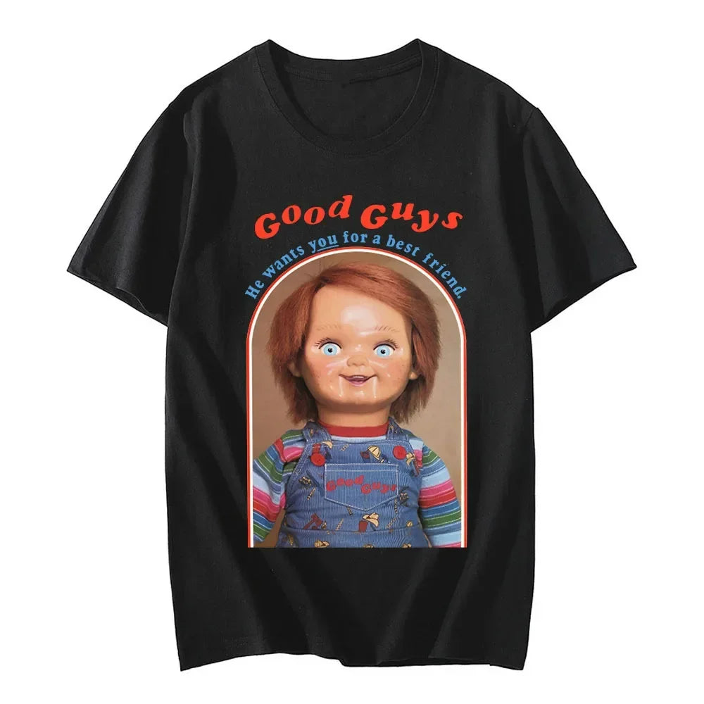 Chucky Graphic Print Cotton T-Shirt for Women Casual Short Sleeves Harajuku Unisex Tee