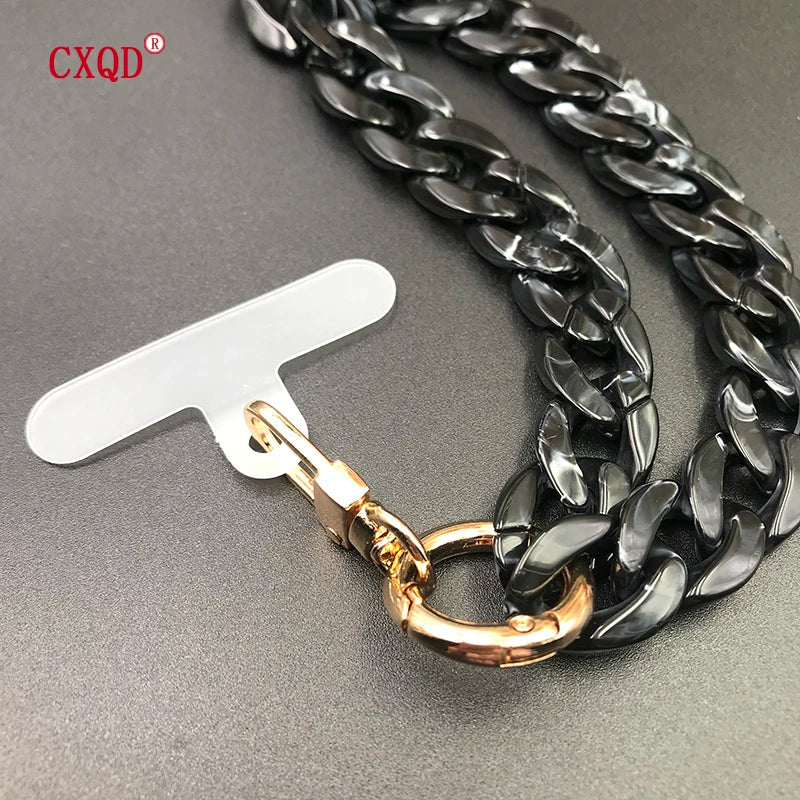 120cm Colorful Acrylic Phone Lanyard Neck Strap Anti-Lost Mobile Chain Accessories