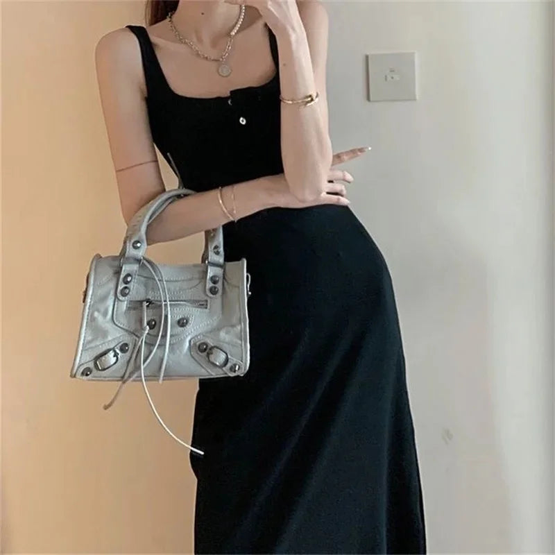 Bodycon Dress Spaghetti Strap Pleated For Women Spring