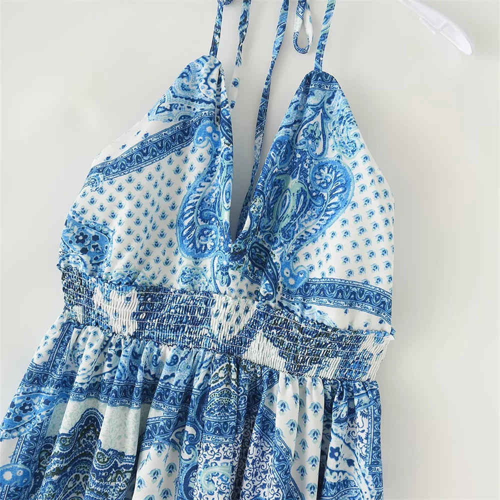 Summer Open Back Dress With V Neck Sling For Women Casual