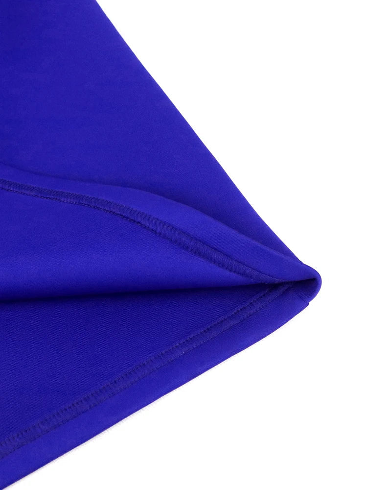 Blue Off Shoulder Bodycon Dress With Long Sleeve High Waist