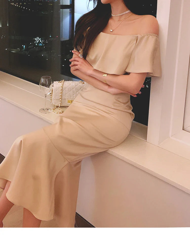 Slash Neck Mermaid Dress For Women Elegant Party Dress