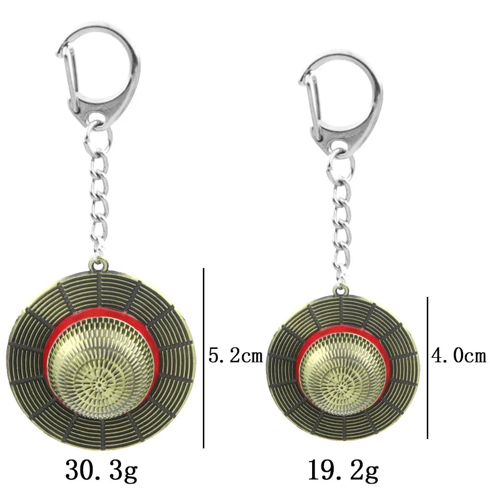 Classic Anime Keychain Straw Hat Pendant Metal Keychain for Cosplay and Collectors