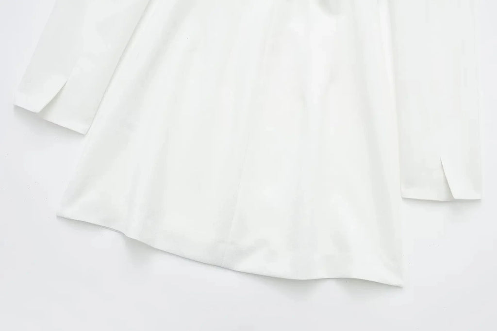 Hollow Out Mini Dress With Lapel Hidden Zipper High Waist