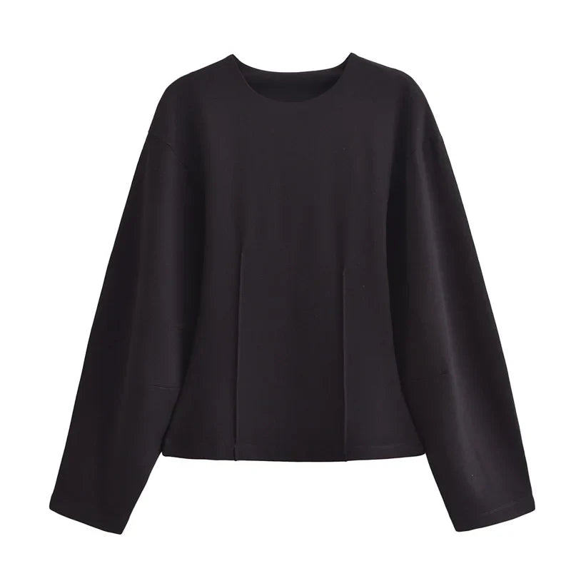 Pleated Long Sleeve Two Piece Pant Set for Women Comfortable Spring Sweatsuit