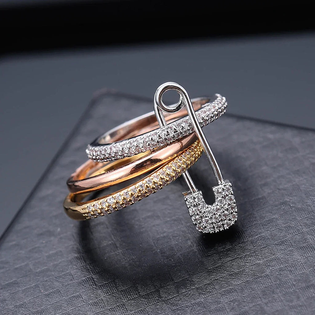 Three Layer Fashion Ring for Women - Elegant Designer Jewelry for Valentine's Day Gift