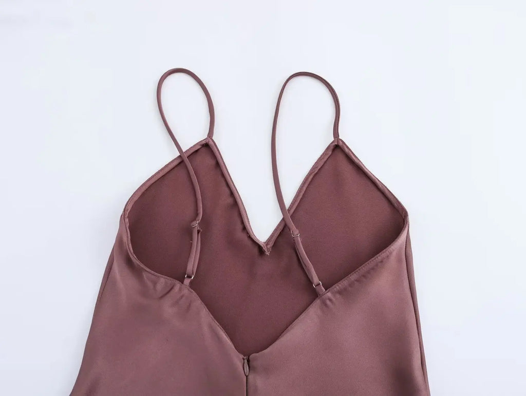 Satin Cowl Neck Maxi Dress With Spaghetti Straps Occasion