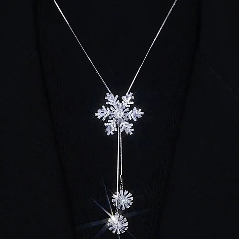 Women's Fashion Black Rose Long Necklace for Travel and Party Accessories