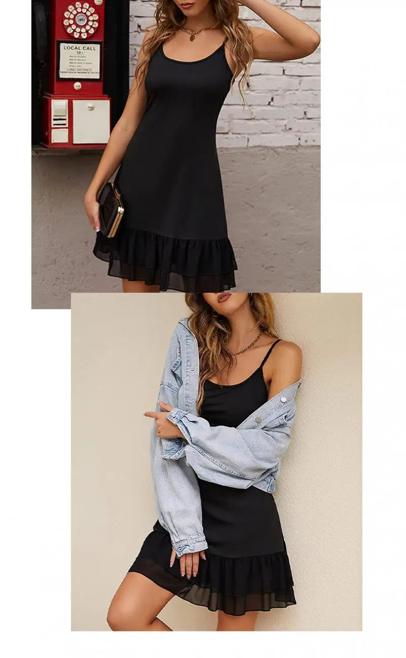 Blue Lace Mini Dress For Women Summer Camisole Slip Dress