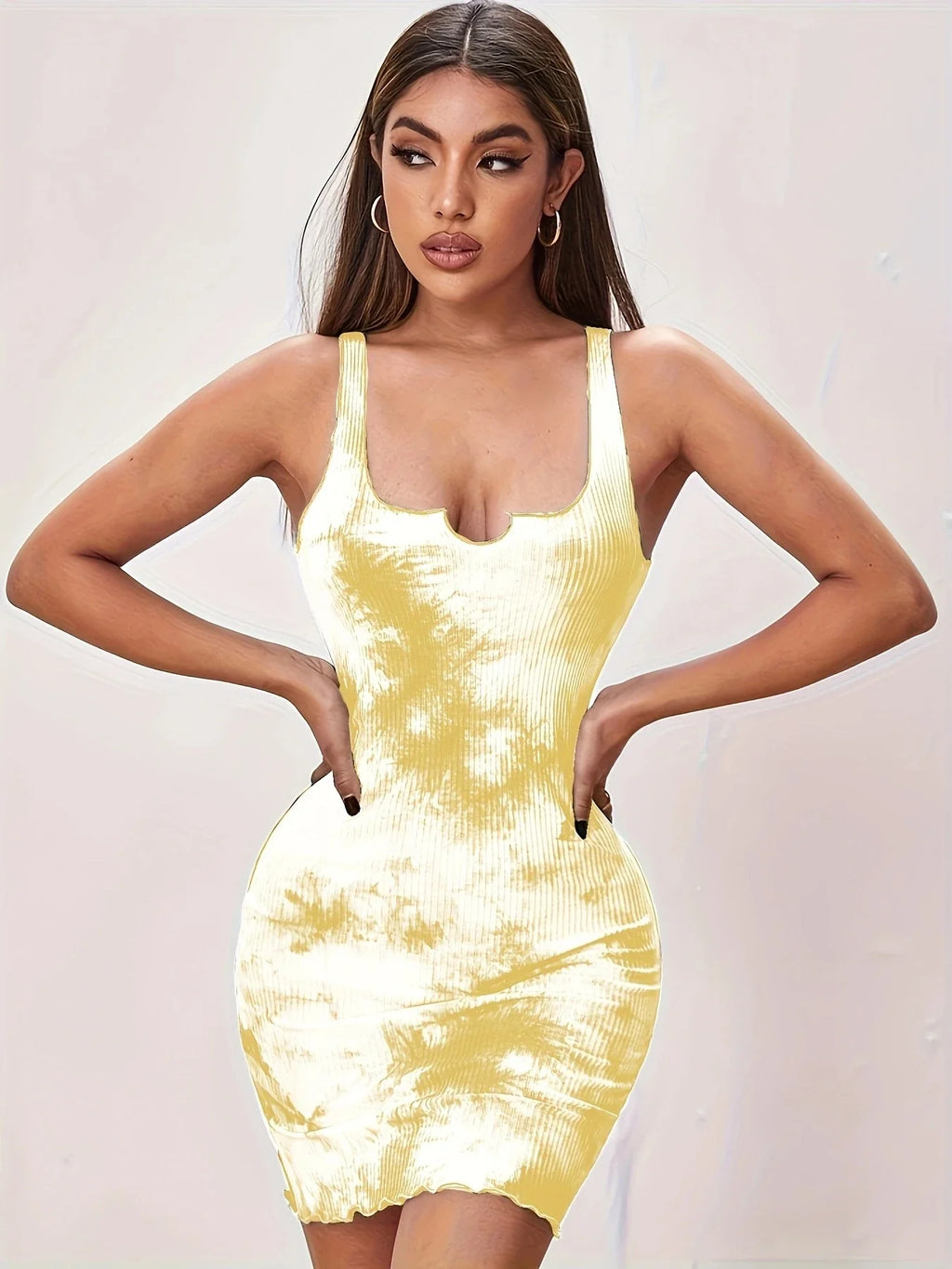 Sexy Tie Dye Suspender Dress Slim Mini Skirt Wrap Vest