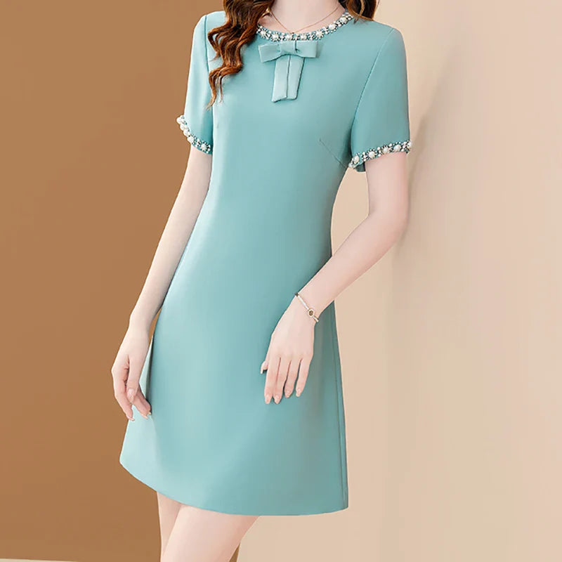 Embroidered Flare Dress For Women Office A Line Style