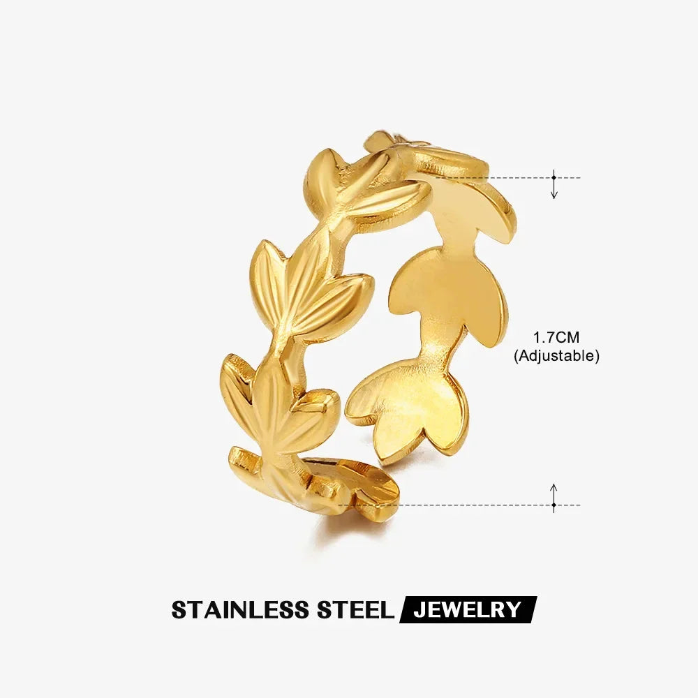 Adjustable 316L Stainless Steel Little Star Open Ring for Women - Trendy Gold Color Jewelry Gift for Weddings and Special Occasions