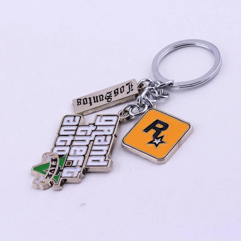 GTA V Keychain Grand Theft Auto 5 Star Pendant Keyring for Men Fashion Jewelry