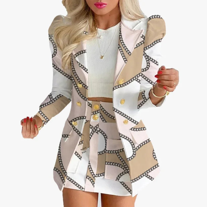 Elegant Plaid Two-Piece Mini Dress Set for Women Casual Chic Skirt and Jacket Outfit Spring Autumn Fashion