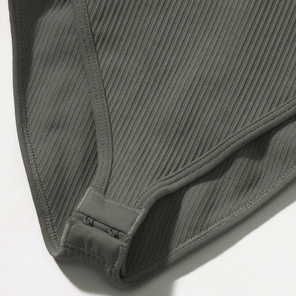 Bodycon Slim Fit Zipper Jumpsuit for Women Casual Brown Fitness Romper Streetwear Playsuit Overall