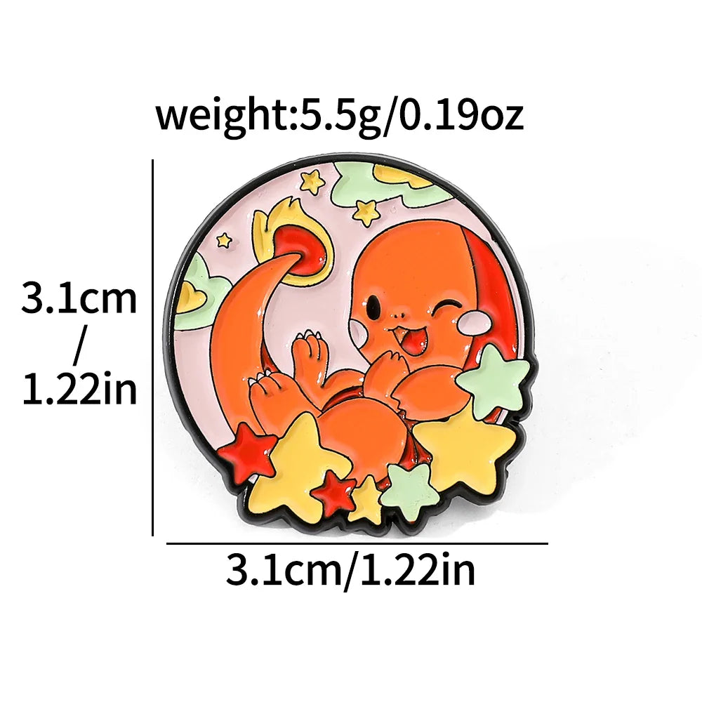 5 Pieces Cartoon Pokémon Charmander Metal Brooch Set Cute Enamel Lapel Pins for Backpack and Clothing Jewelry Accessories