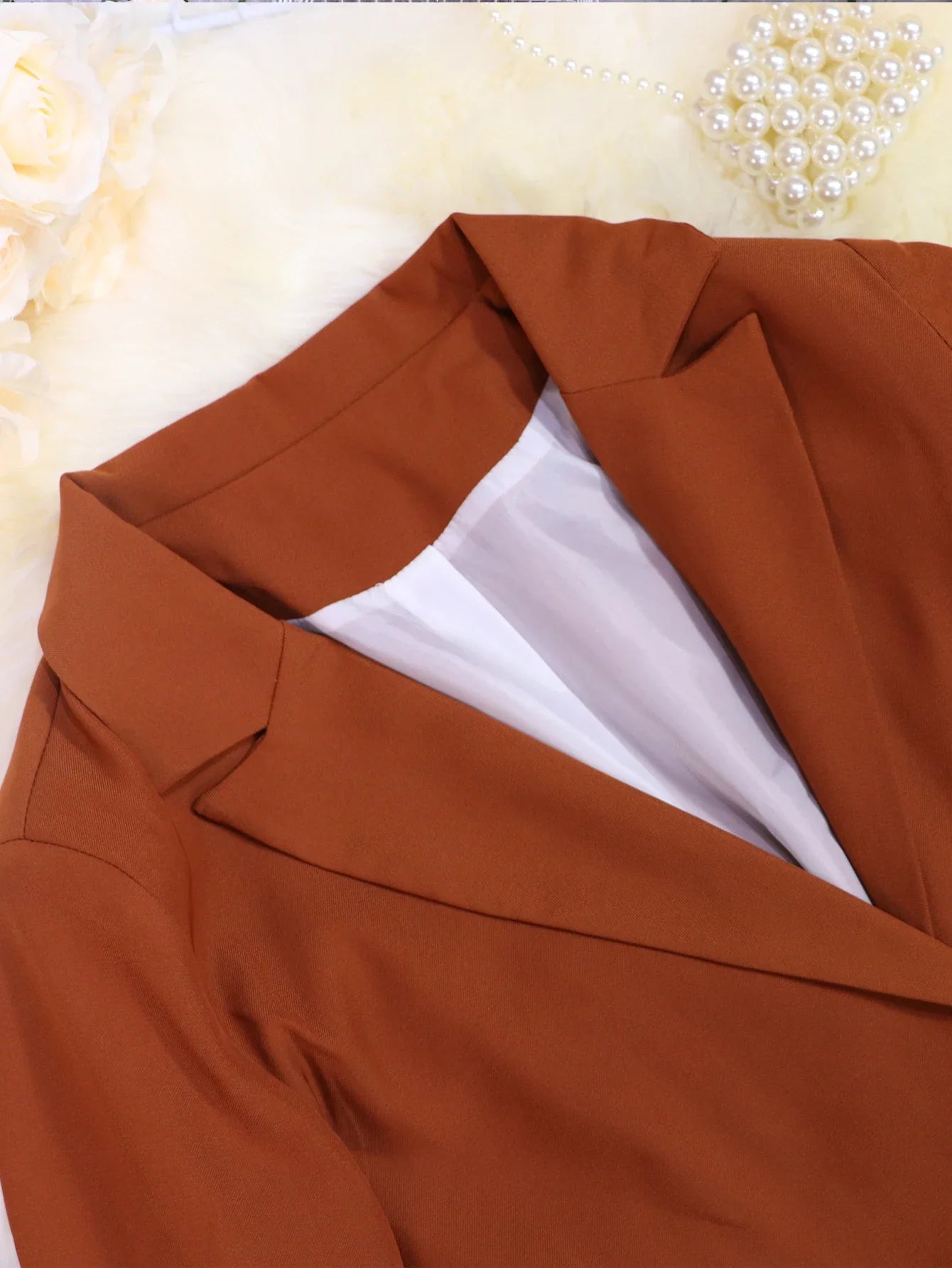 Fashion Solid Blazer Suit and Wide Leg Pants Two Piece Set for Women Autumn Winter Office and Street Style Outfit